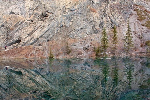 Grassi Lake landscape in Kananaskis with beautiful reflections.