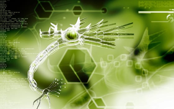 Digital illustration of neuron in colour background