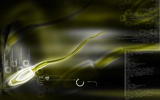 Digital illustration of sperm in colour background