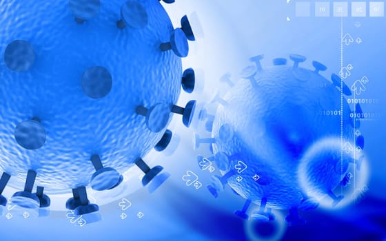 Digital illustration of HIV Virus in colour background