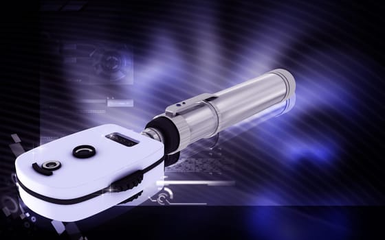 Digital illustration of ophthalmoscope in colour background
