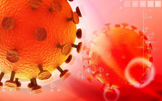 Digital illustration of HIV Virus in colour background