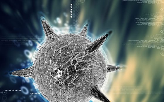Digital illustration of herpes virus in colour background