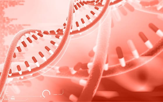 Digital illustration DNA structure in colour background