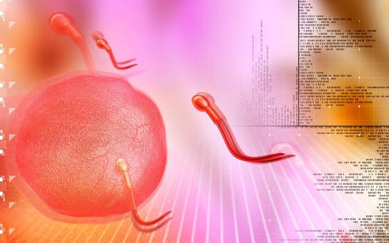 Digital illustration of sperm in colour background