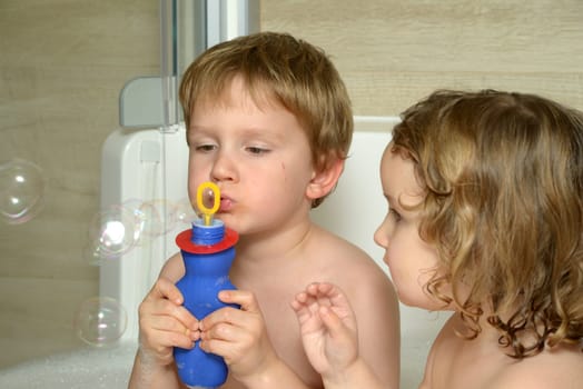children in bathtub