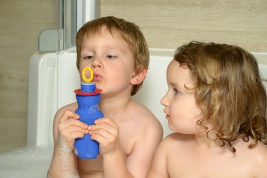 children in bathtub