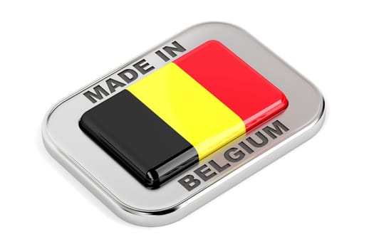 Silver badge Made in Belgium on white background