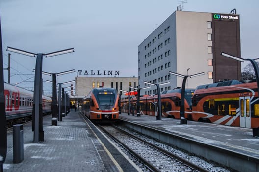 TALLINN, ESTONIA - 7 January 2018: Railway station in Tallinn, Estonia