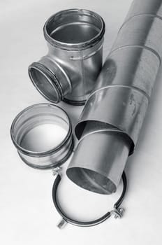 Details of installation Ventilation system, close up a white background