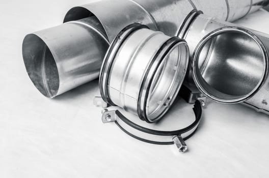 Details of installation Ventilation system, close up a white background