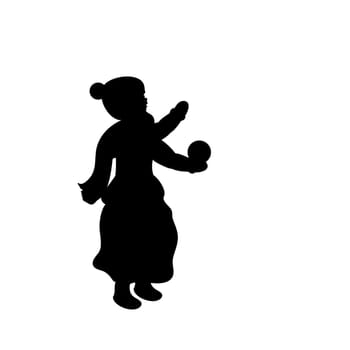 Silhouette girl winter girl throws snow. Vector illustration