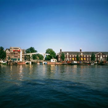 Canal and bridge in Amsterdam, Netherlands
