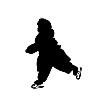 Silhouette girl winter ice skatin. Vector illustration