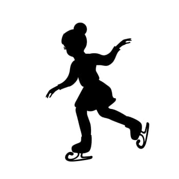 Silhouette girl winter ice skatin. Vector illustration