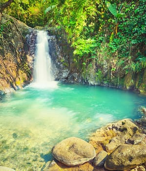 Beautiful Kaeng Nyui Waterfalls. Vang Vieng. Laos landscape.
