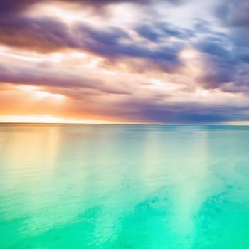 Amazing seascape at sunset. Mauritius island. Panorama landscape