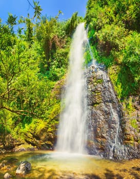 Beautiful Kaeng Nyui Waterfalls. Vang Vieng. Laos landscape.