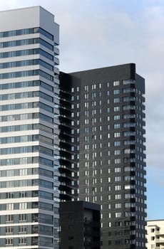 White and black modern buildings in Stockholm, Sweden