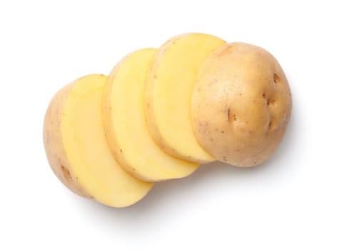 potato isolated on white background. top view