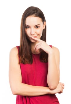 Portrait of a very charming woman, isolated on white