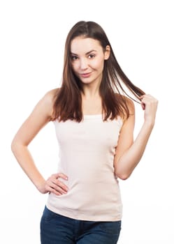 Portrait of a young charming and sexy woman, isolated on white