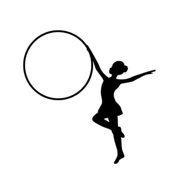 Girl gymnastic sport silhouette sportswoman hula hoop. Vector illustration