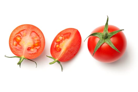 cherry tomatoes isolated on white background. top view.