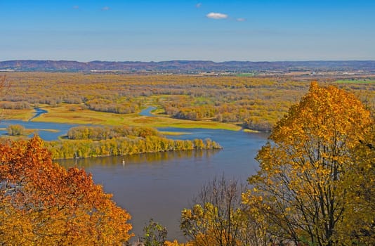 Missippi River Wetlands in the Fall at Great River Bluffs State Park in MInnesota