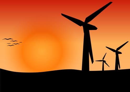 Wind energy, alternative energy concept, vector illustration