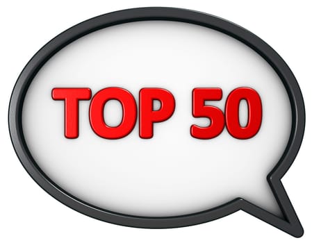 top fifty - text in speech bubble - 3d rendering