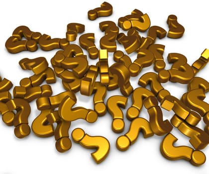 Confusion of question mark on white background - 3d renderng
