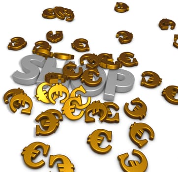 the word shop and many eurozeichen - 3d rendering