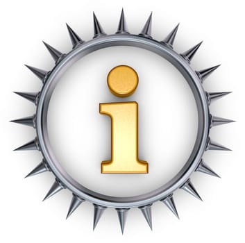 the letter i in metal ring with spikes - 3d rendering