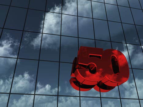 the number fifty on glass façade - 3d rendering