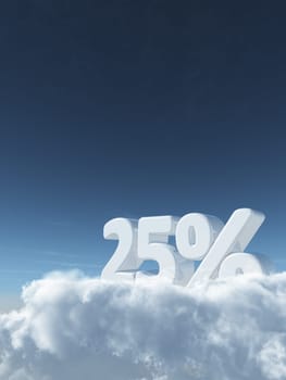 the number twenty-five and percent signs on clouds - 3d rendering