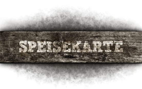 the word menu on old wooden board