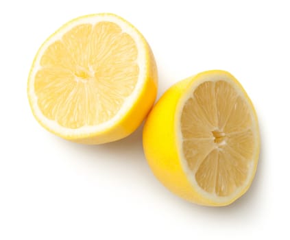 lemon isolated on white background. top view
