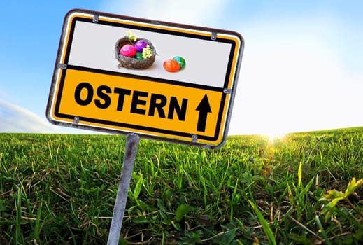 Off towards Easter! A sign with the note Easter