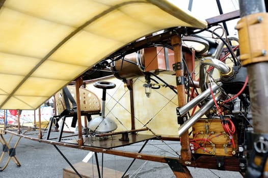 Reproduction of the Bleriot XI presentation on the airfield of Mende in the French department of Gard.