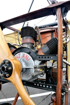 Reproduction of the Bleriot XI presentation on the airfield of Mende in the French department of Gard.