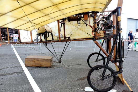 Reproduction of the Bleriot XI presentation on the airfield of Mende in the French department of Gard.