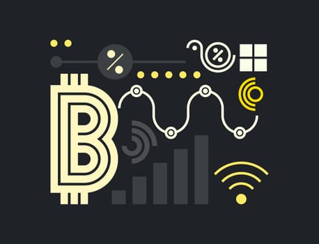 Vector abstract background, illustrative typography horizontal banner for Blockchain , cryptocurrencies , bitcoin and distributed ledger technology concept. Block chain , network connect