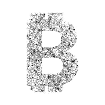 Vector symbol of bitcoin technology. Virtual money, Digital currency. Abstract illustration. Blockchain transfers concept