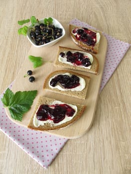 Bread with blackcurrant jam