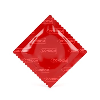 Condom on white background, 3D illustration