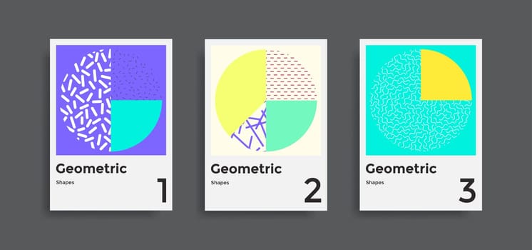 Minimal abstract posters set. Covers templates collection with graphic geometric shapes elements. Applicable for brochures, posters, covers and banners. Vector illustrations