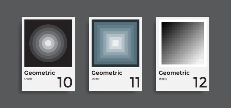 Minimal abstract posters set. Covers templates collection with graphic geometric shapes elements. Applicable for brochures, posters, covers and banners. Vector illustrations