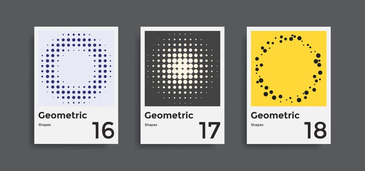 Minimal abstract posters set. Covers templates collection with graphic geometric shapes elements. Applicable for brochures, posters, covers and banners. Vector illustrations