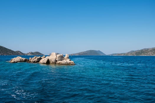 Sea, near ruins of the ancient city on the Kekova island, Turkey